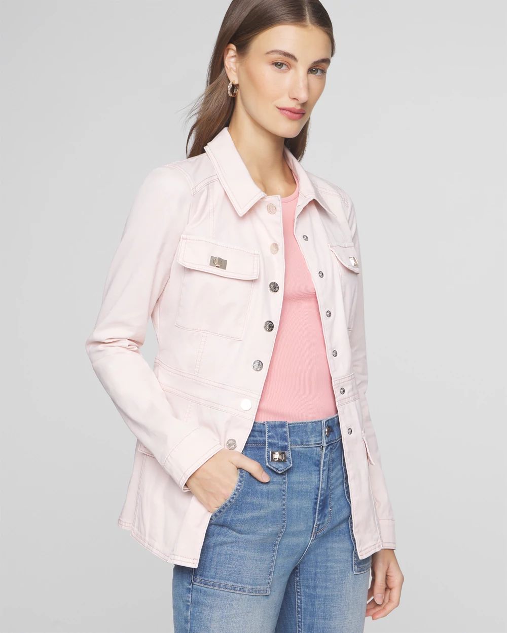 Womens pink utility jacket new arrivals